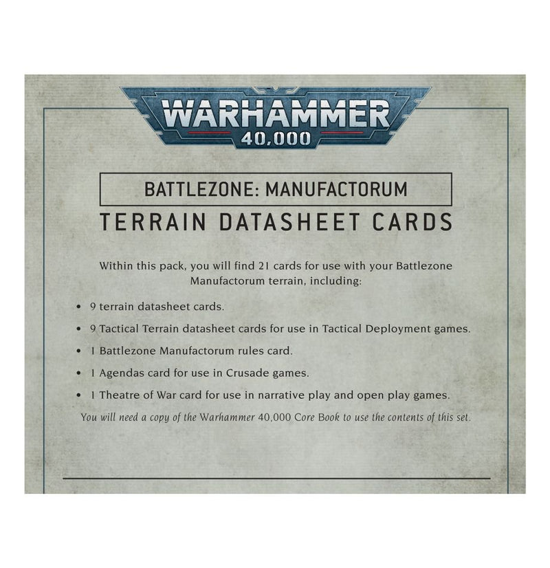 Battlezone: Manufactorum – Terrain Datasheet Cards