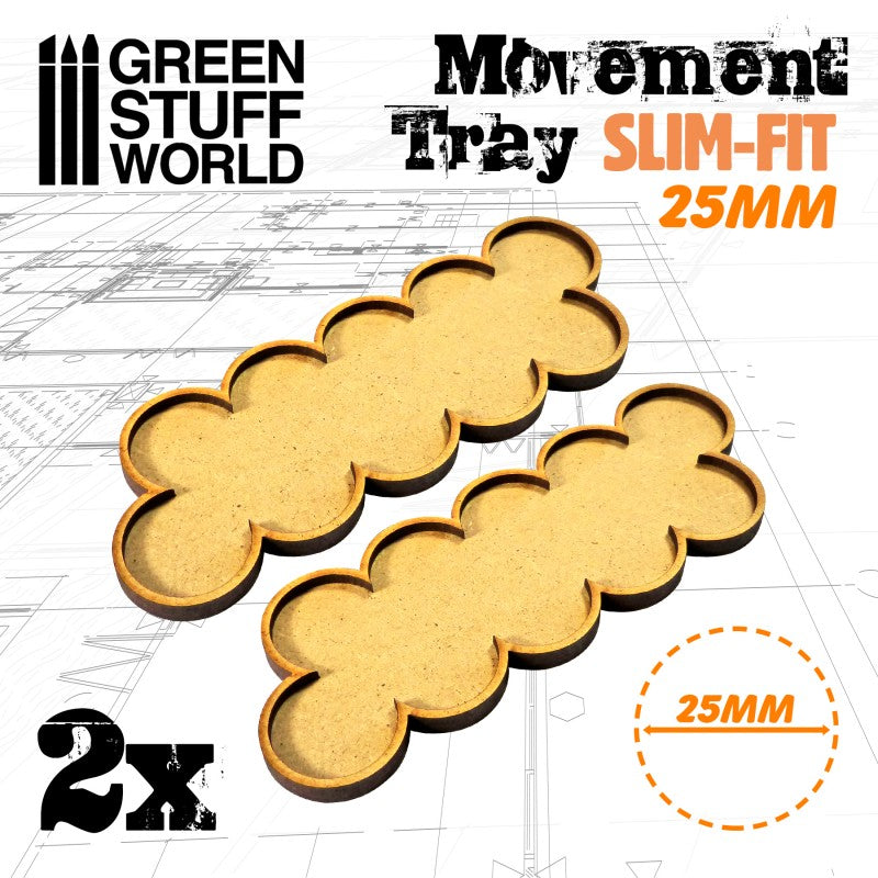 Green Stuff World: MDF Movement Trays 25mm x 10 - SLIM-FIT