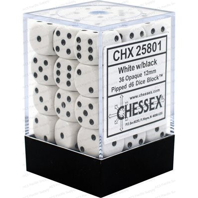 Chessex: Opaque 36D6 White/Black