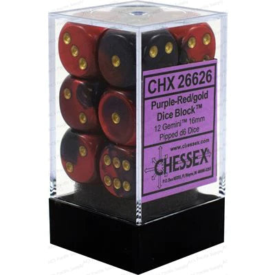 Chessex: Gemini 16mm Purple-Red/ Gold (12)