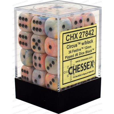 Chessex: Festive Circus /  Black  12mm 36