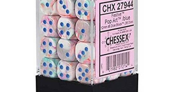Chessex: Festive Pop Art/Blue 12mm 36 D6