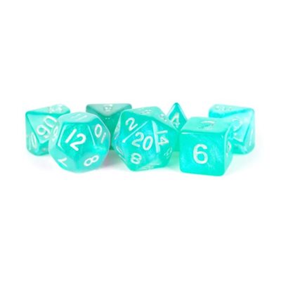 FanRoll: Dice: Acrylic 16mm 7pc Set: Stardust Turquoise