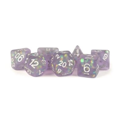 FanRoll: Dice: Resin 16mm 7pc Set: Icy Opal Purple