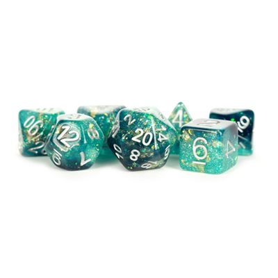 FanRoll: Dice: Resin 16mm 7pc Set: Eternal Teal/Black