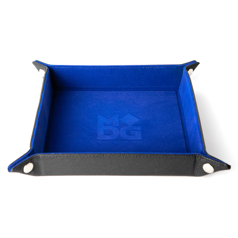 Accessories: Leather Backed Fold Up Dice Tray: Blue