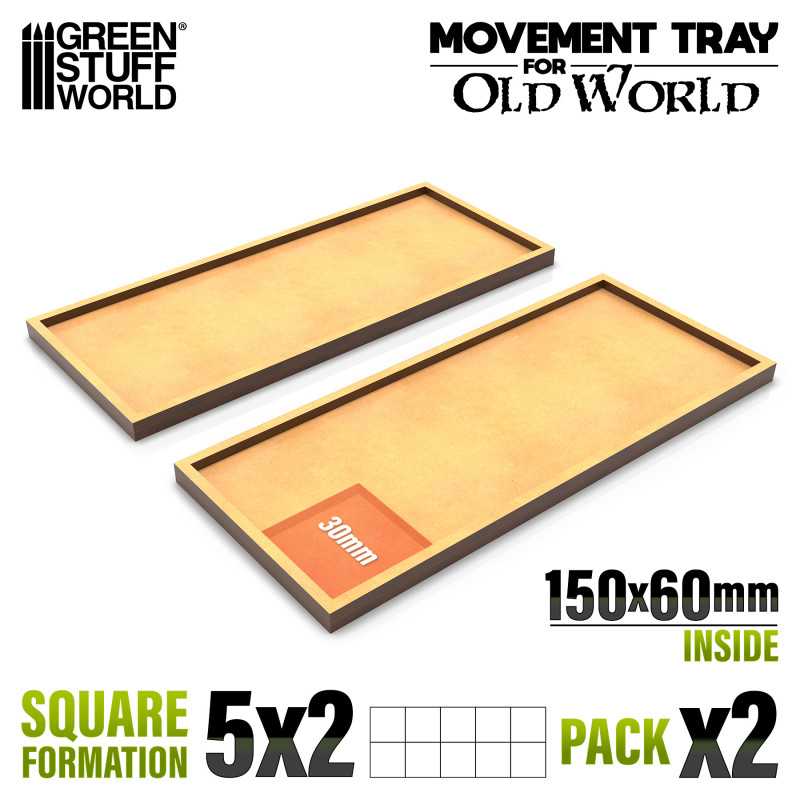 Green Stuff World: MDF Movement Trays 150x60 Square 5x2