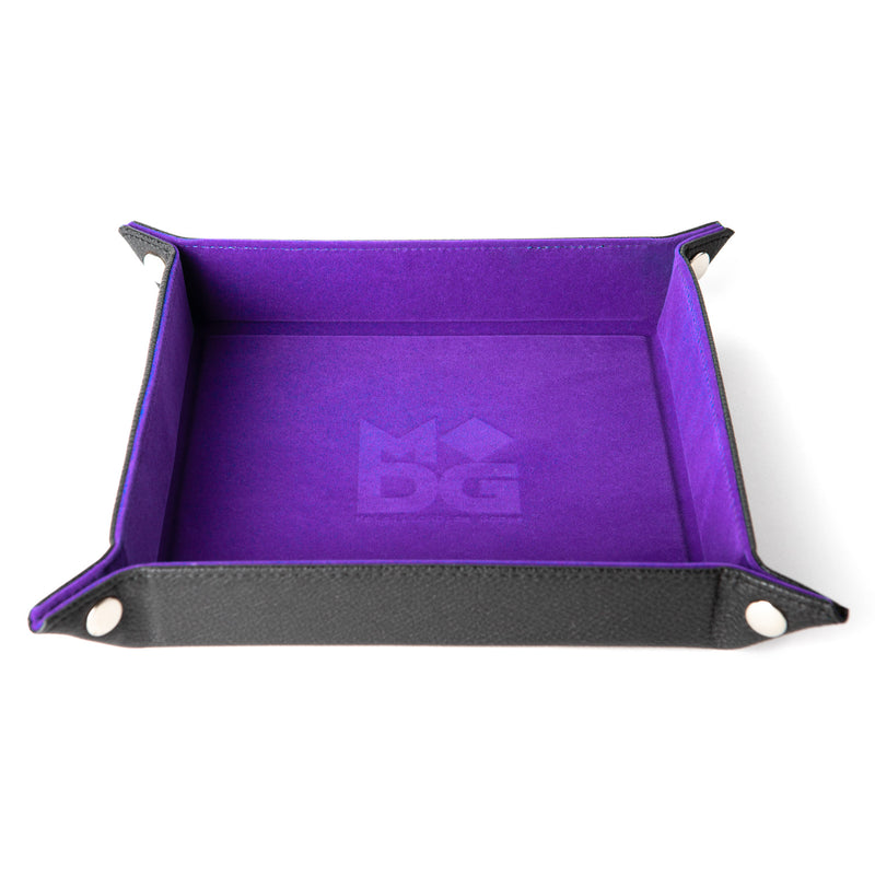 Accessories: Leather Backed Fold Up Dice Tray: Purple