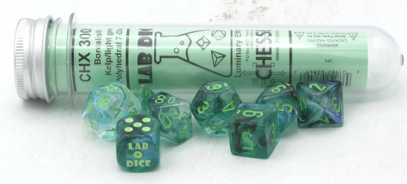 Chessex: Borealis 7-Die Set Kelp/Light Green