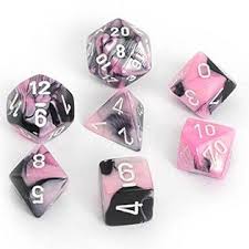Chessex: Gemini 7PC Black-Pink/White