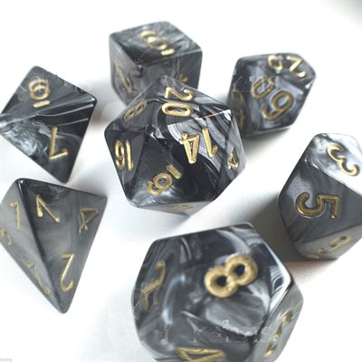 Chessex: Lustrous 7P Black / Gold