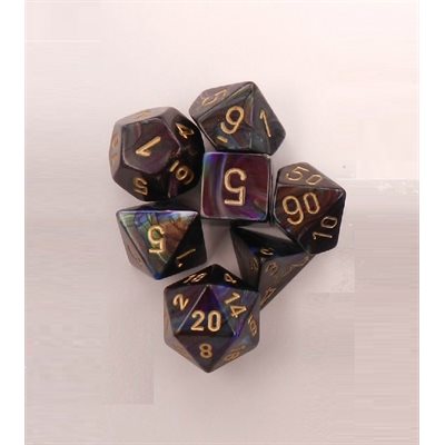 Chessex: Lustrous 7P Shadow / Gold
