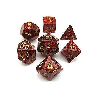Chessex: Glitter 7P Ruby Red / Gold