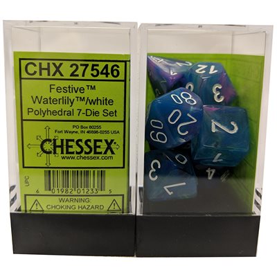 Chessex: Festive 7PC Waterlily / White
