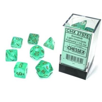Chessex: Borealis 7P Light Green / Gold