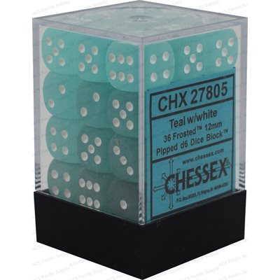 Chessex: Frosted 12mm 36 Dice Teal / White