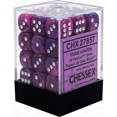 Chessex: Festive 12mm 36 Dice Violet / White