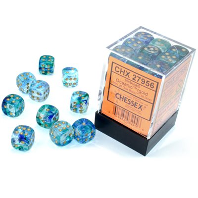 Chessex: Nebula 12mm 36 Dice Oceanic / Gold