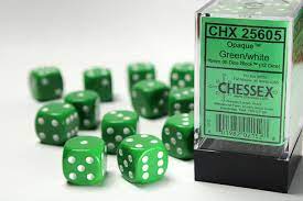 Chessex: Opaque 16mm Green /  White (12)
