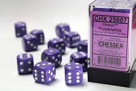 Chessex: Opaque 16mm  Purple / White (12)