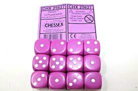 Chessex: Opaque 16mm  Light Purple / White (12)