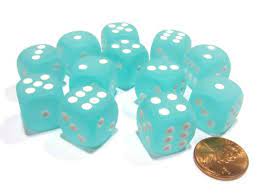Chessex: Frosted 16mm Teal / White  (12)