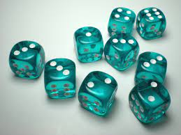 Chessex: Translucent 16mm Teal / White  (12)
