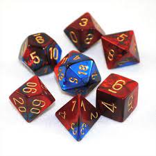 Chessex: Gemini 7PC Blue-Red / Gold