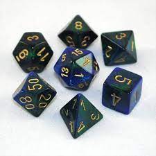 Chessex: Gemini 7PC Blue-Green / Gold