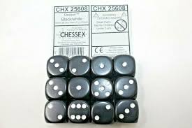 Chessex: Opaque 16mm Black / White (12)