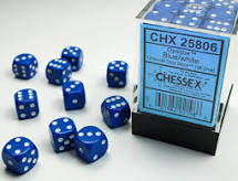 Chessex: Opaque 12mm Blue / White (36)