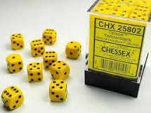 Chessex: Opaque 12mm Yellow / Black (36)