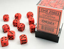 Chessex: Opaque 12mm Orange / Black (36)