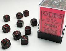 Chessex: Opaque 12mm Black / Red (36)