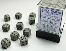 Chessex: Opaque 12mm Dark Grey / Black (36)