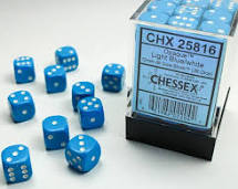 Chessex: Opaque 12mm Light Blue / White (36)