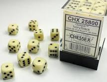 Chessex: Opaque 12mm Ivory / Black (36)