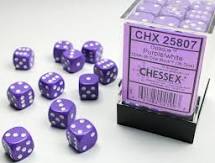 Chessex: Opaque 12mm Purple / White (36)