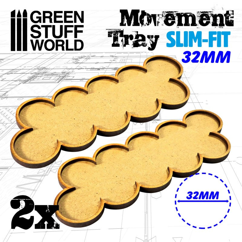Green Stuff World: MDF Movement Trays 32mm x 10 - SLIM-FIT