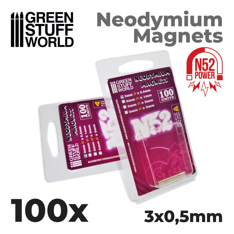 Green Stuff World: Neodymium Magnets N52 3x0.5mm x 100