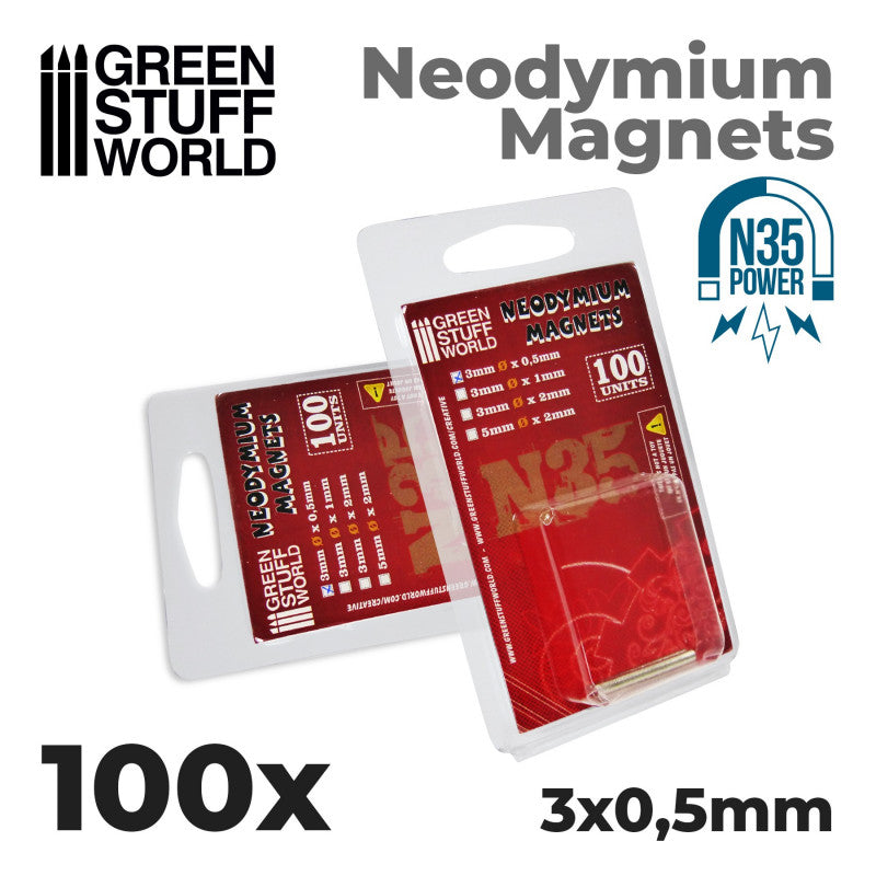 Green Stuff World: Neodymium Magnets N35 3x0.5mm x 100