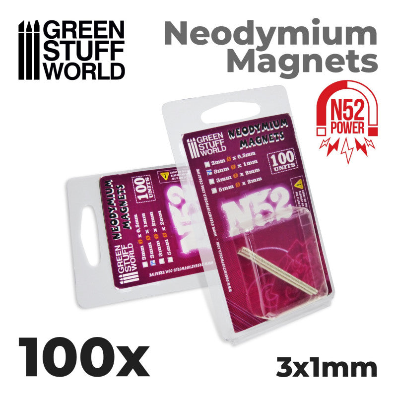 Green Stuff World: Neodymium Magnets N52 3x1mm x 100