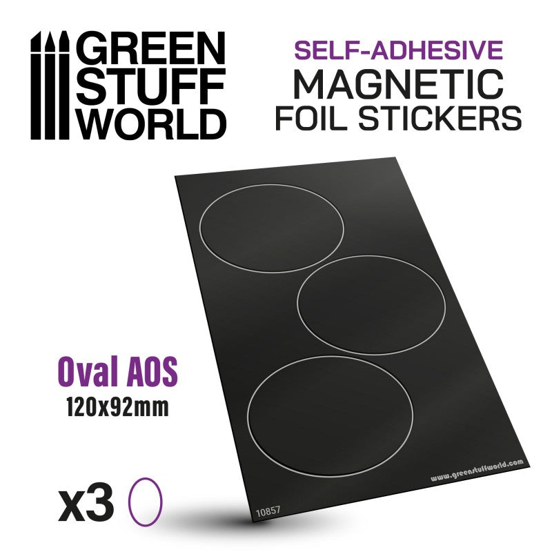 Green Stuff World: Self Adhesive Magnetic Foil Stickers Oval 120mm X 92mm